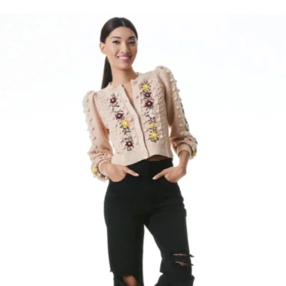 Alice + Olivia | Kitty Puff Sleeve Cardigan - Picture 5 of 16